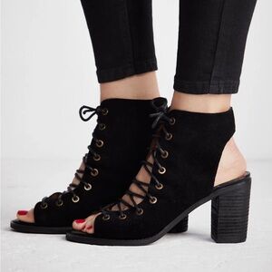 Jeffrey Campbell x Free People Suede Leather Minimal Lace Up Heel